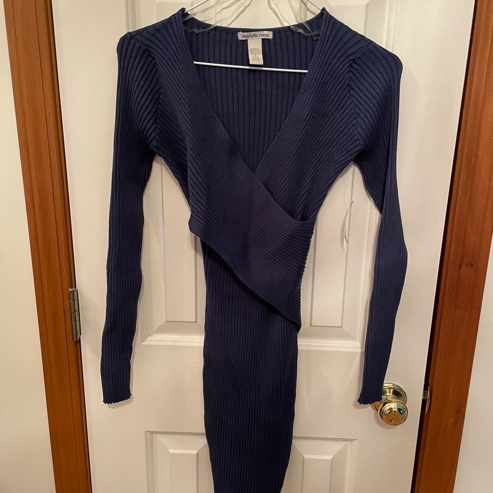 Navy Blue BodyCon Wrap Dress